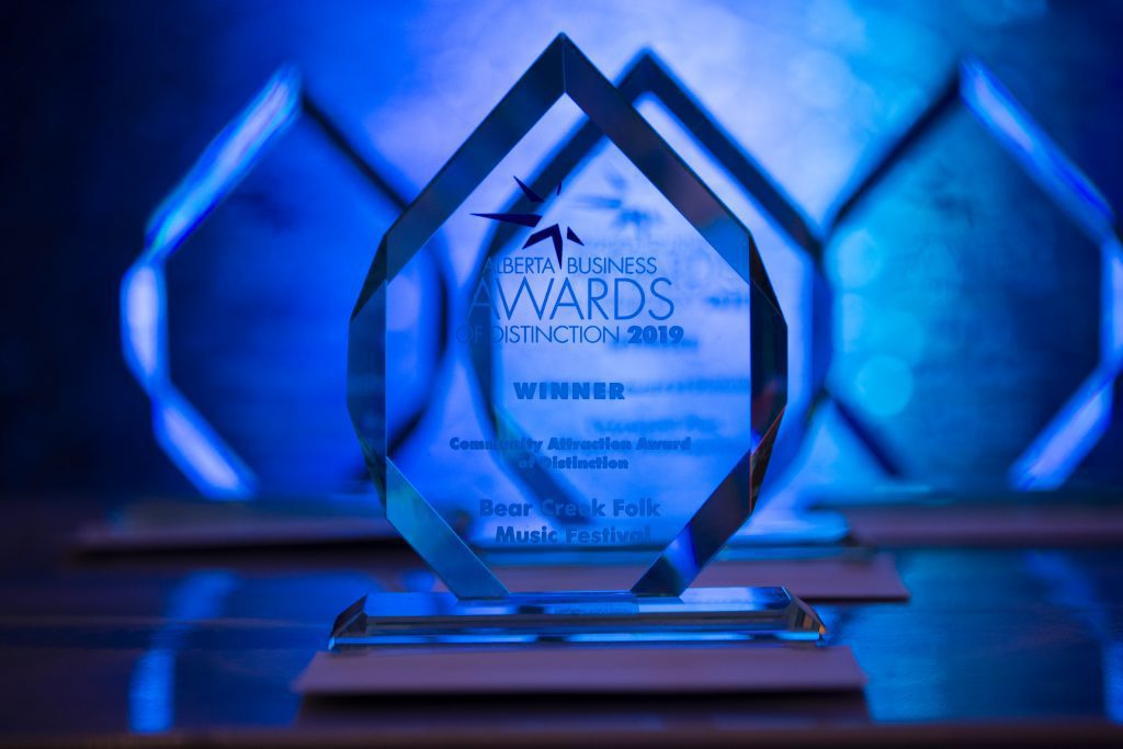 Alberta business award of distinction trophy
